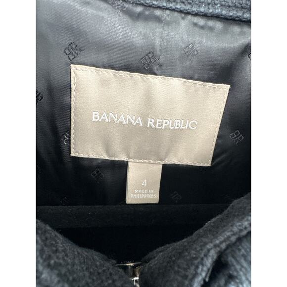 Banana Republic Jacket Womens Small 4 Black Moto Zip Cotton Boho Grunge - Picture 2 of 7